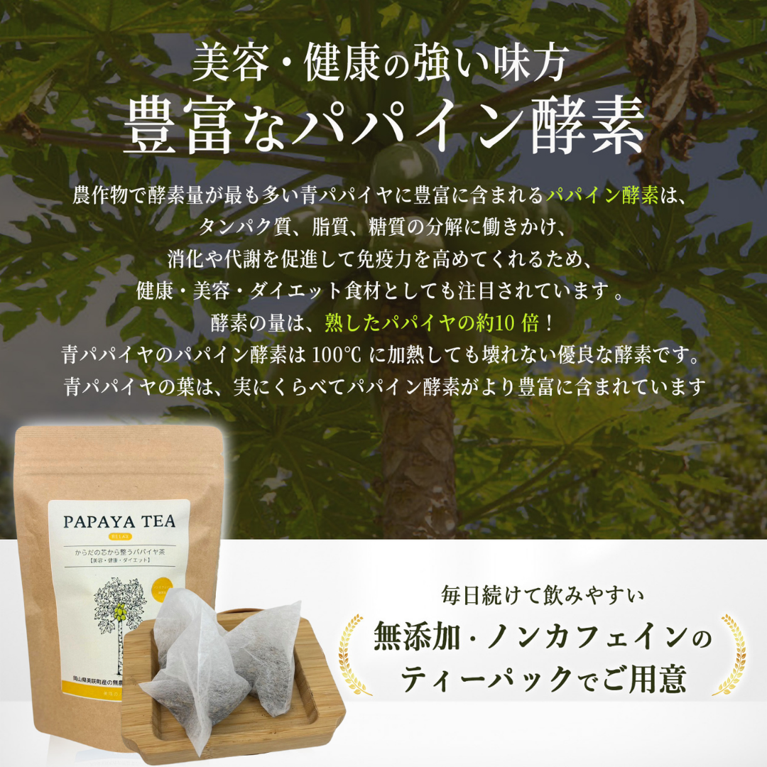 パパイヤ茶 青パパイヤ ２g×３０パック入り ティーバッグ ノンカフェイン 健康茶