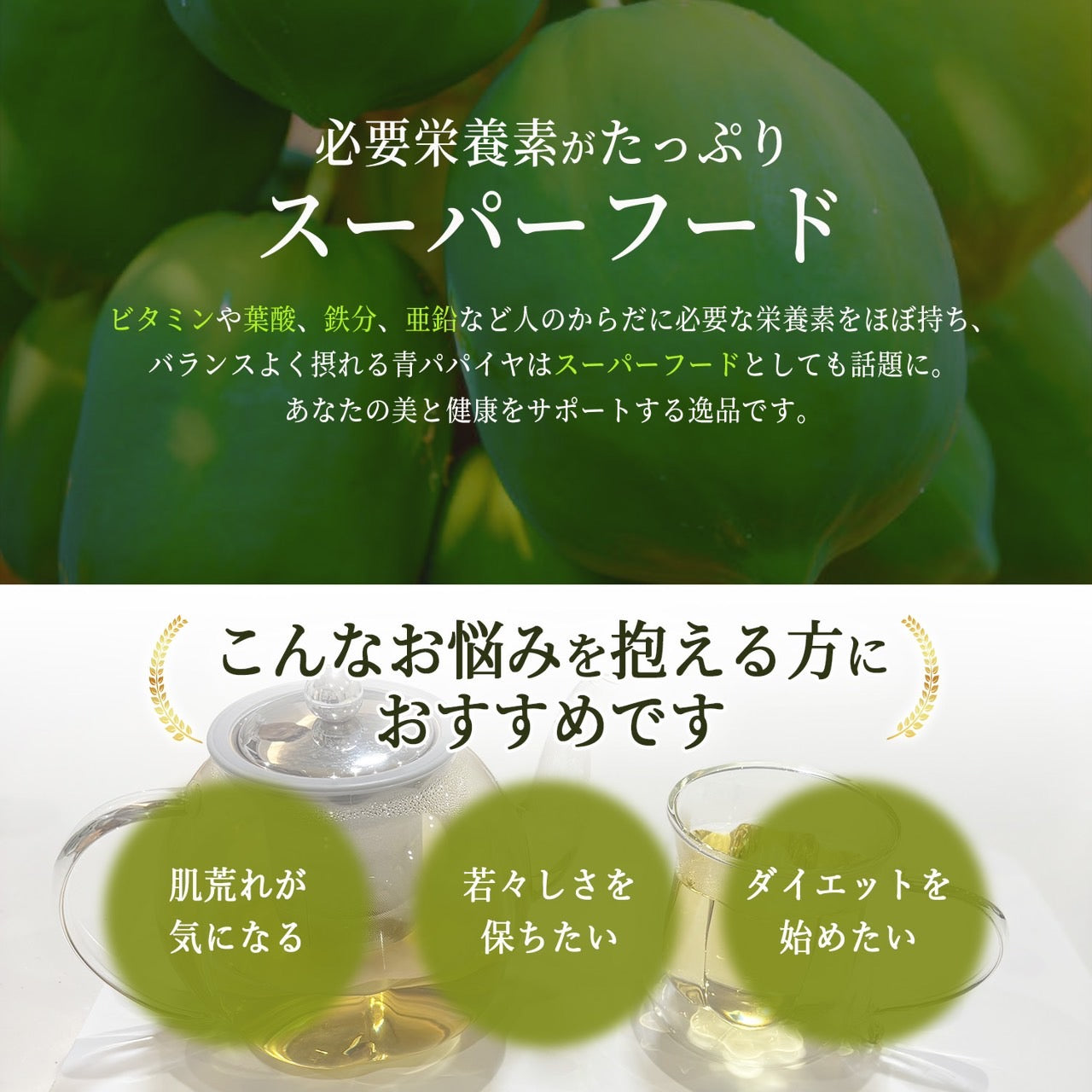 パパイヤ茶 青パパイヤ ２g×３０パック入り ティーバッグ ノンカフェイン 健康茶